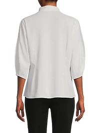 Floral Embroidered Crepe De Chine Blouse