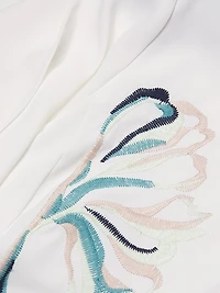 Floral Embroidered Crepe De Chine Blouse