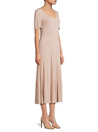 Fit & Flare Soft Rib-Knit Midi-Dress