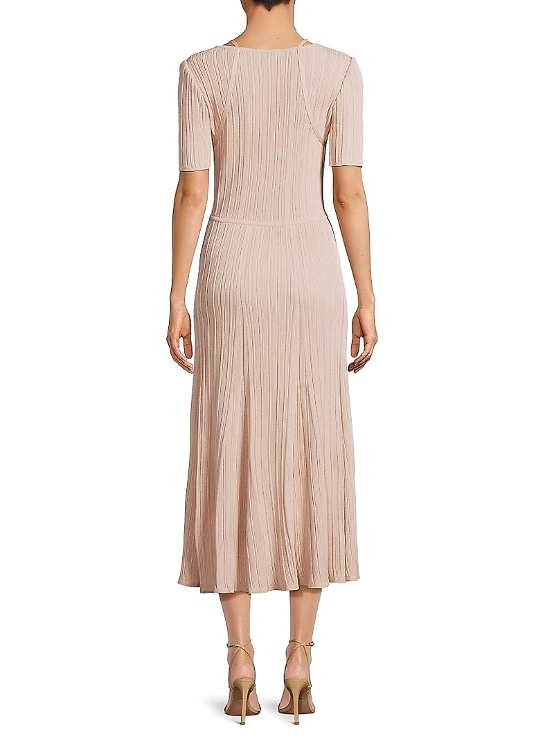 Fit & Flare Soft Rib-Knit Midi-Dress