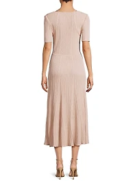 Fit & Flare Soft Rib-Knit Midi-Dress