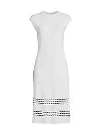 Soft Knit Scallop Trim A-Line Midi-Dress
