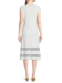 Soft Knit Scallop Trim A-Line Midi-Dress