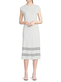 Soft Knit Scallop Trim A-Line Midi-Dress