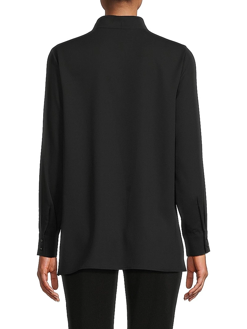 Floral Embroidered Crepe De Chine Tunic