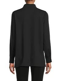 Floral Embroidered Crepe De Chine Tunic