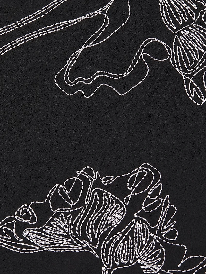 Floral Embroidered Crepe De Chine Tunic