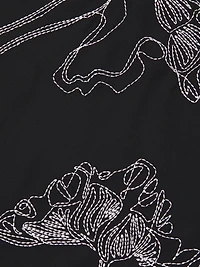 Floral Embroidered Crepe De Chine Tunic