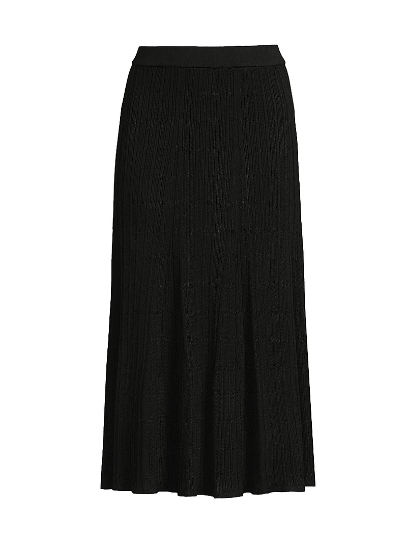 Flared Ribbed-Knit Midi-Skirt