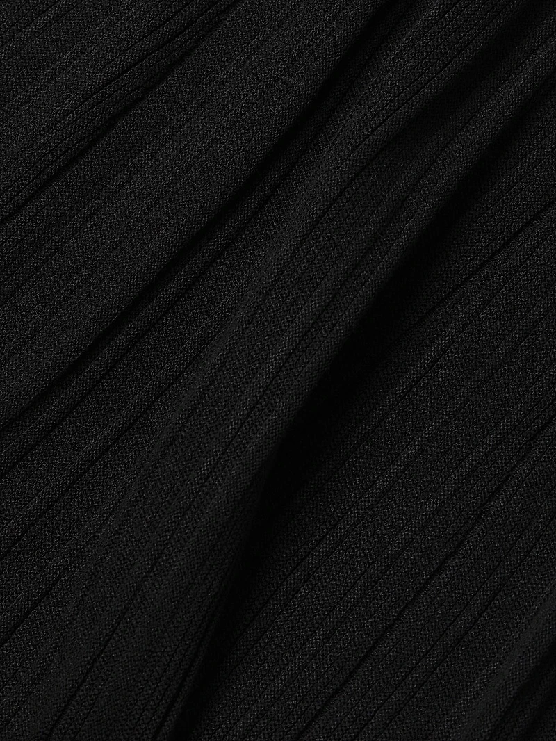 Flared Ribbed-Knit Midi-Skirt