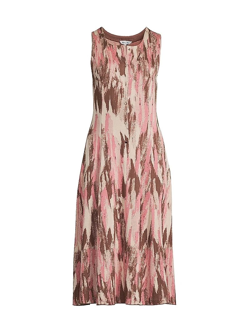 Brushstroke Jacquard Soft Knit Midi-Dress