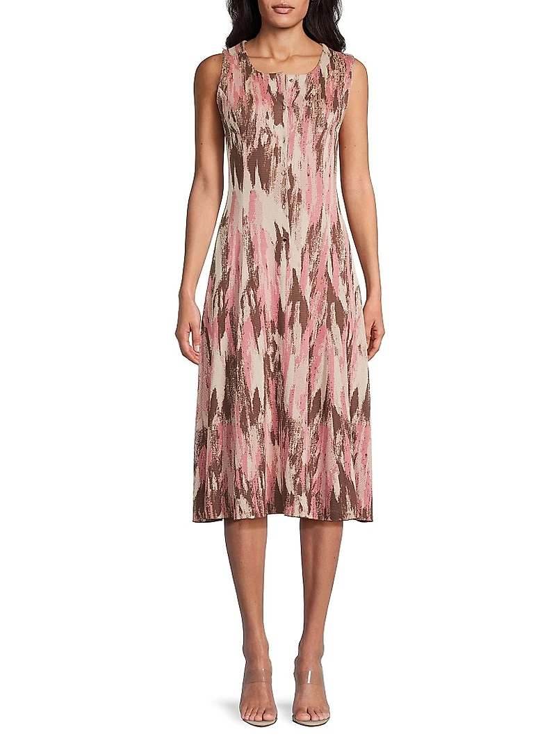 Brushstroke Jacquard Soft Knit Midi-Dress