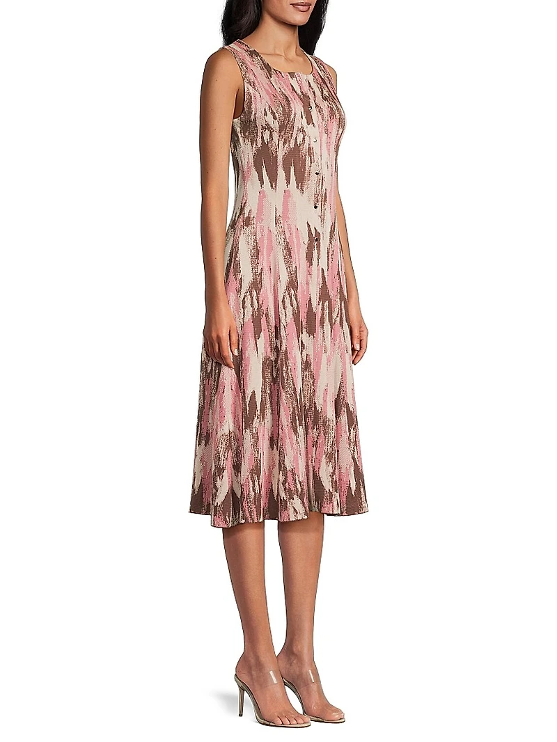 Brushstroke Jacquard Soft Knit Midi-Dress
