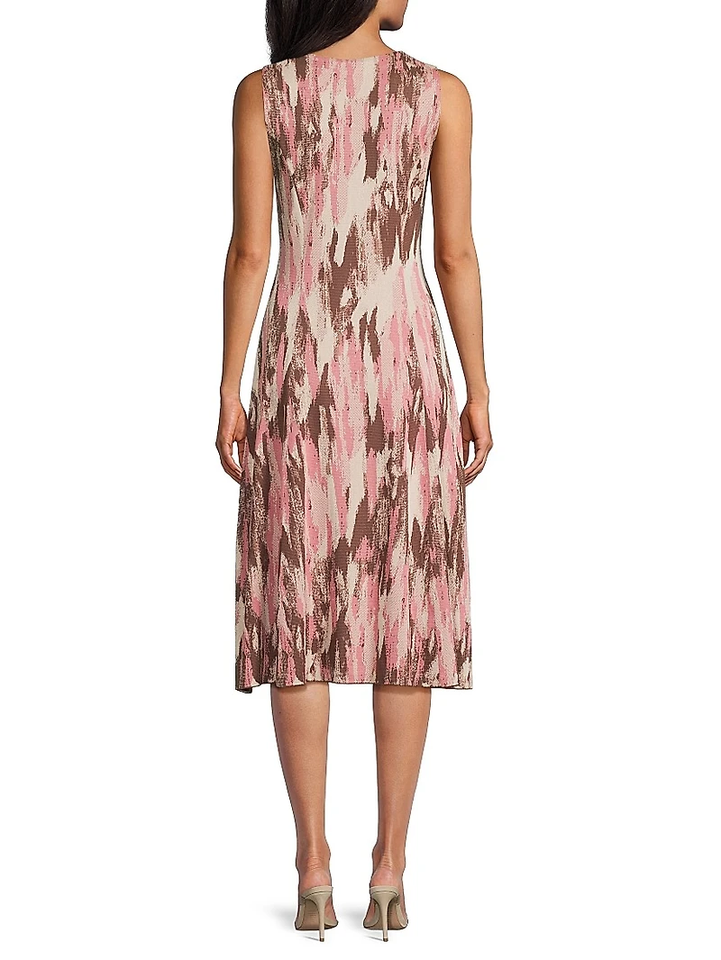 Brushstroke Jacquard Soft Knit Midi-Dress