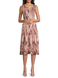 Brushstroke Jacquard Soft Knit Midi-Dress