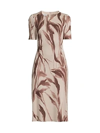 Botanical Jacquard Soft Knit Midi-Dress