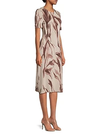 Botanical Jacquard Soft Knit Midi-Dress