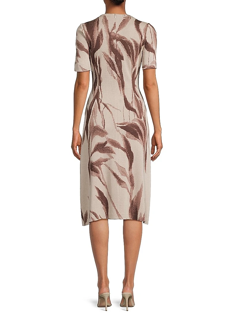 Botanical Jacquard Soft Knit Midi-Dress