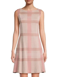 A-Line Multi-Color Plaid Knit Minidress
