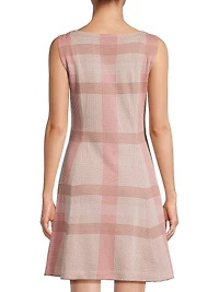 A-Line Multi-Color Plaid Knit Minidress