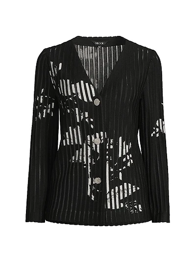 Relaxed Sheer Striped Soft Knit Jacket