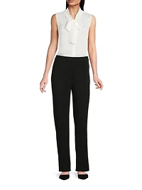 Tieneck Sleeveless Button-Front Blouse