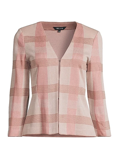 Tailored Plaid Knit Jacket
