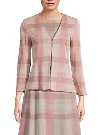 Tailored Plaid Knit Jacket