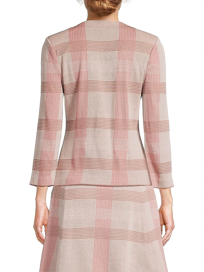Tailored Plaid Knit Jacket