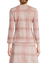 Tailored Plaid Knit Jacket