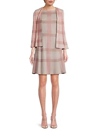 Tailored Plaid Knit Jacket