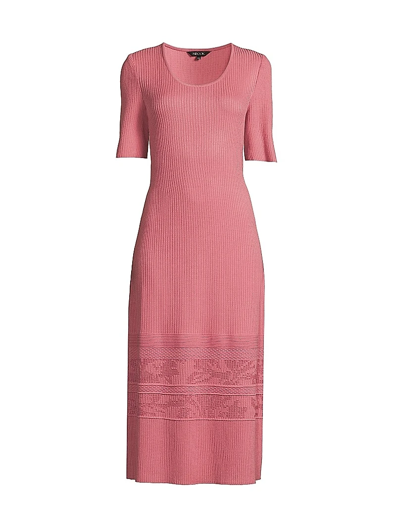 A-Line Ribbed-Knit Midi-Dress