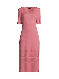 A-Line Ribbed-Knit Midi-Dress