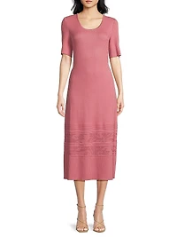 A-Line Ribbed-Knit Midi-Dress