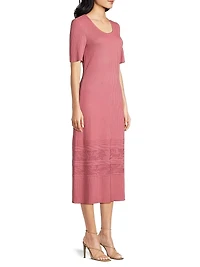 A-Line Ribbed-Knit Midi-Dress