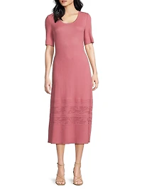 A-Line Ribbed-Knit Midi-Dress