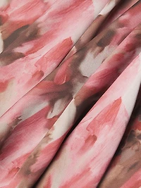 Brushstroke Crepe de Chine Midi-Skirt