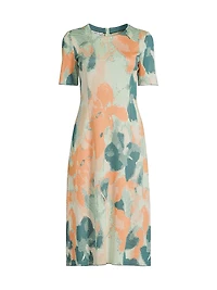 Floral A-Line Knit Midi-Dress