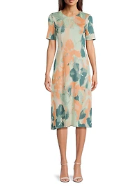 Floral A-Line Knit Midi-Dress