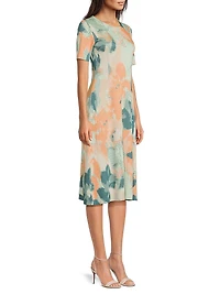 Floral A-Line Knit Midi-Dress
