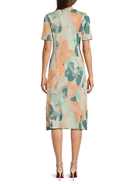 Floral A-Line Knit Midi-Dress