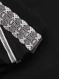 Mixed-Media Lace Puff-Sleeve Top