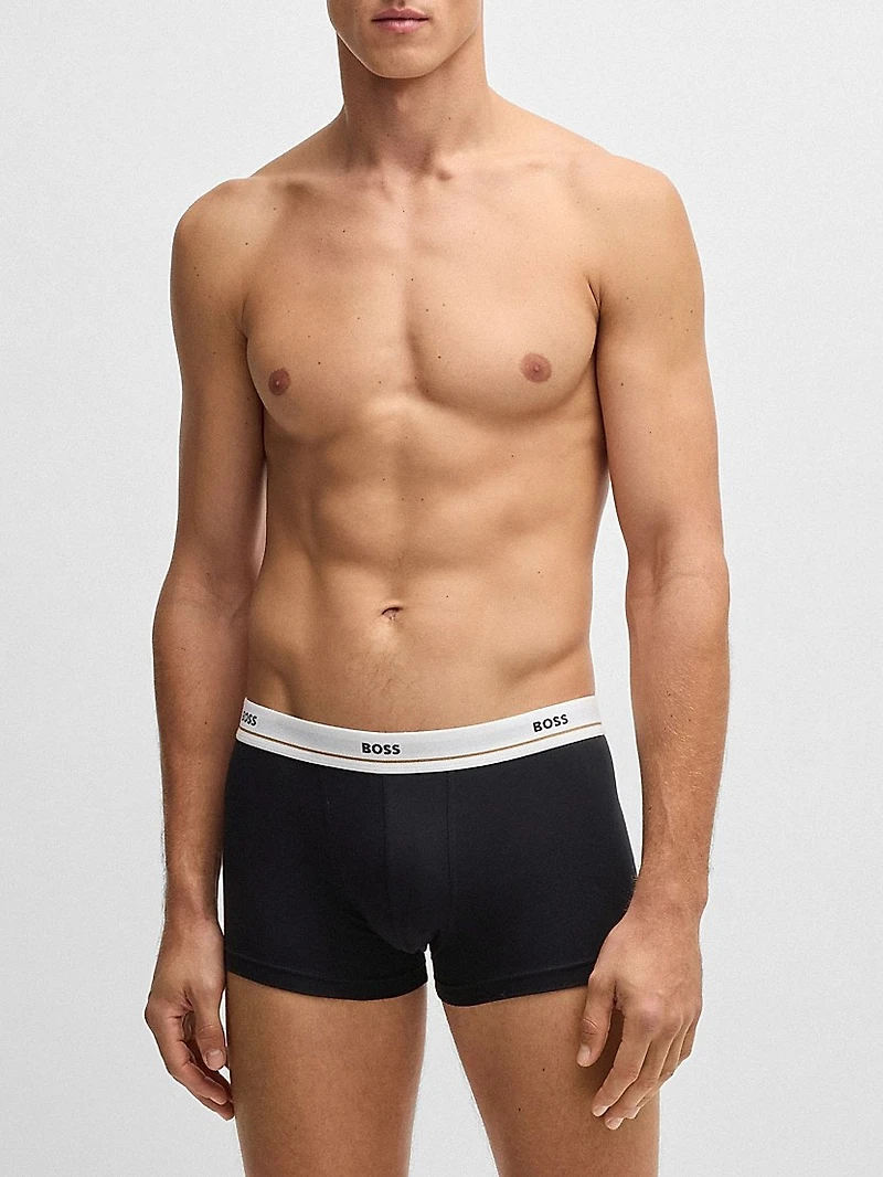 Five-Pack of Stretch-Cotton Trunks with Logo Waistbands