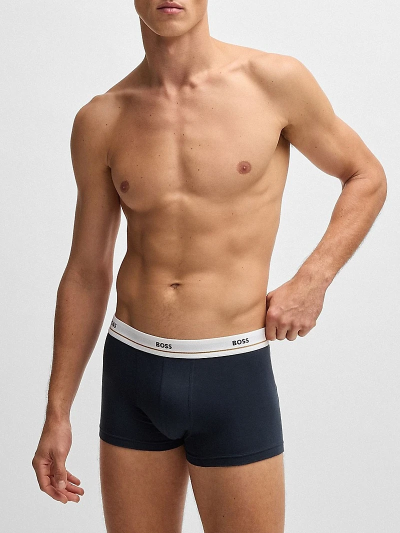 Five-Pack of Stretch-Cotton Trunks with Logo Waistbands