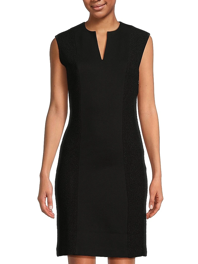 Mixed-Media Sheath Dress