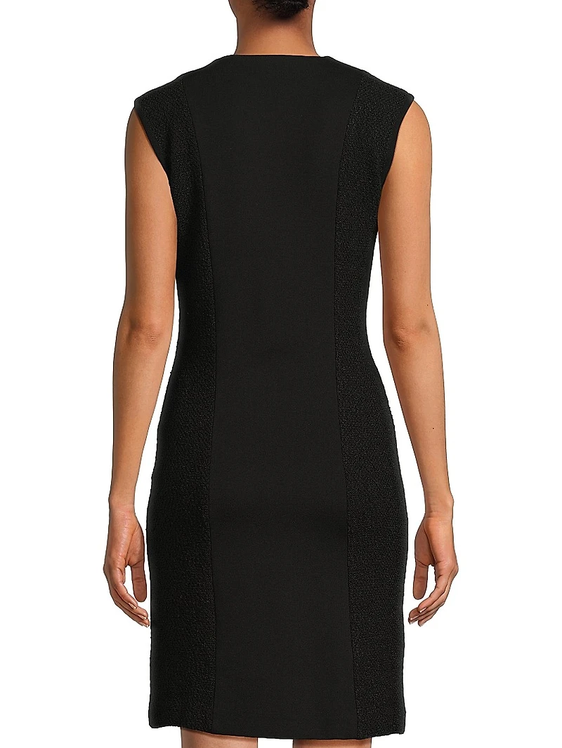 Mixed-Media Sheath Dress