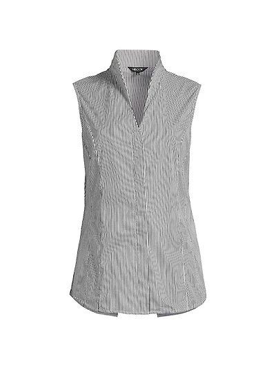 Pinstripe Cotton-Blend Blouse
