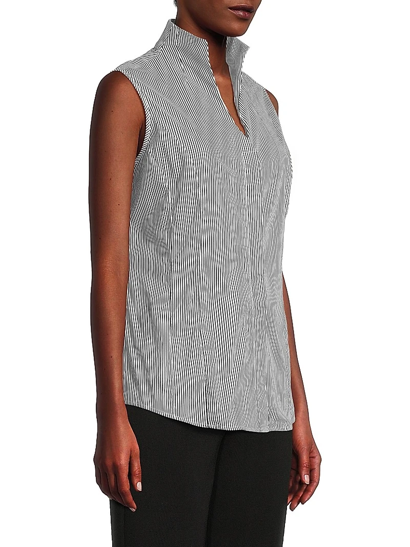 Pinstripe Cotton-Blend Blouse