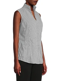 Pinstripe Cotton-Blend Blouse