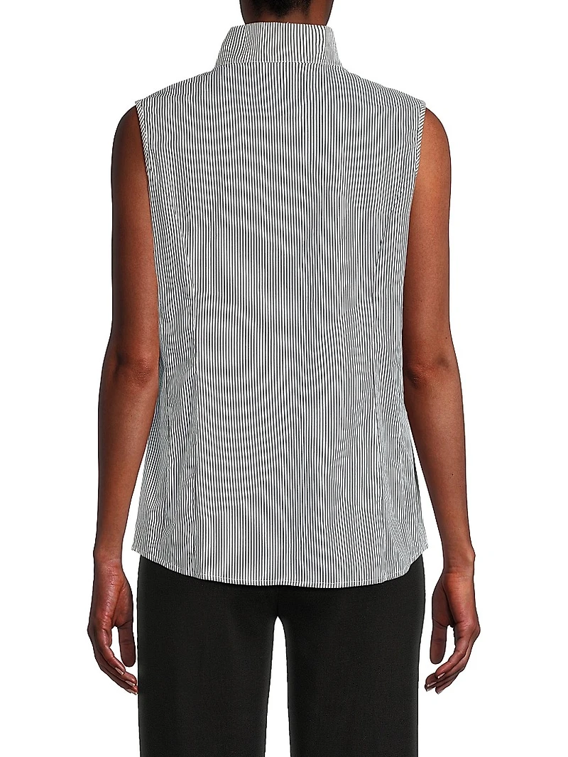 Pinstripe Cotton-Blend Blouse